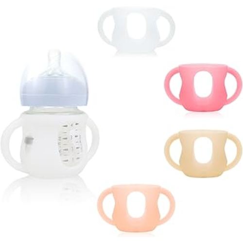 4-Pack Silicone Sleeves for Philips Avent Glass Bottles, BPA-Free Drop-Resistant Baby Bottle Sleeves with Handles, Compatible with Philips Avent Natural Glass Baby Bottles (4 oz)