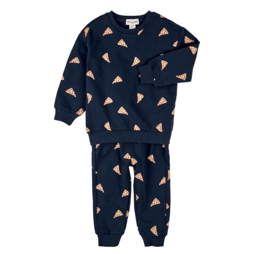 Pizza Print French Terry Sweatshirt & Joggers Set, 3M