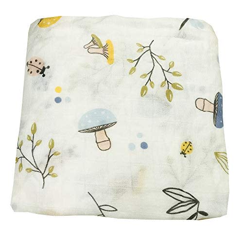 Organic Cotton Soft Muslin Swaddle Blankets Premium Receiving Blanket|Toddler| Bath Towels | Wraps Neutral Receiving Blanket for Boys and Girls (Mushroom)