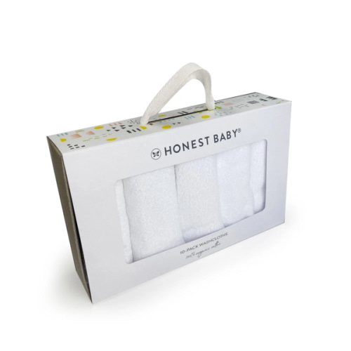 10-Pack Organic Cotton Baby-Terry Wash Cloths, Bright White | Honest Baby Clothing