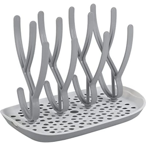 Baby Bottle Drying Rack Space Saving Countertop Baby Bottle Holder, Drying Rack for Baby Bottles Accessories - Stores Up to 12 Bottles, Dishwasher Safe (Gray)