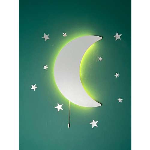 Nursery Crescent Light, Wooden Moon Wall Light, Kids Room Decor Light, Baby Room Night Light, Trendy Toddler Room Led lamp