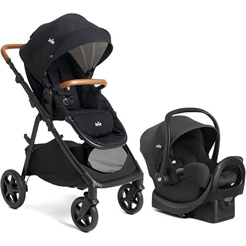 Ginger and Rue Travel System – 4-in-1 Travel System with Lightweight Baby Car Seat and an Included Anti-Rebound Base for Easy Install and Pramette Stroller (Shale)