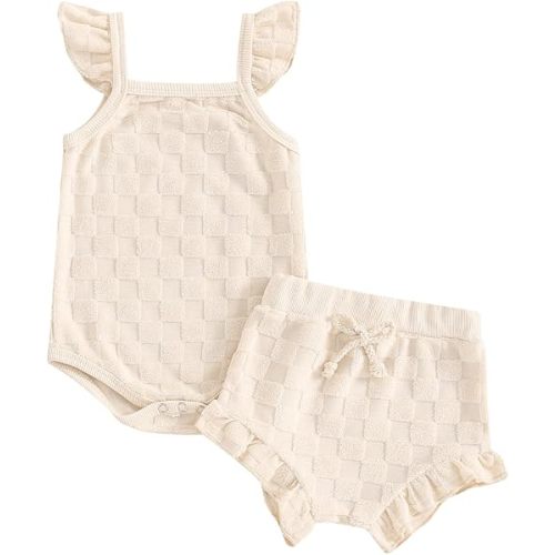 Kuriozud Baby Girl Summer Clothes Sleeveless Tank Top Shorts Set- 0-3 months