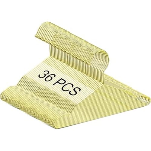 Jetec 36 Pcs 12 Inch Gold Kids Baby Hangers Metal Children's Closet Clothes Hangers for Space Saving, Hanging Coats, Pants & Clothes (Gold)