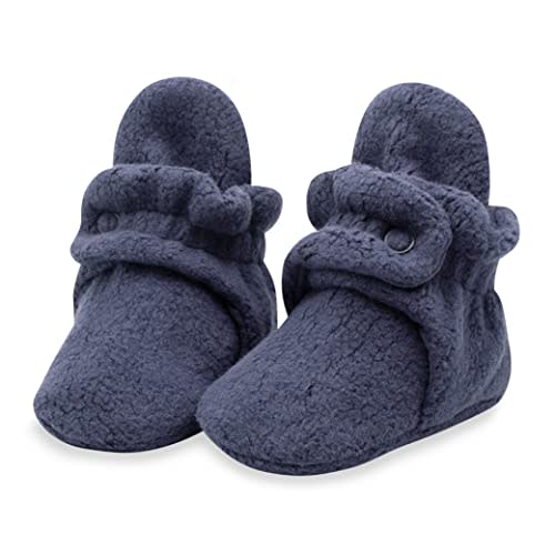 Zutano Unisex Fleece Baby Booties, Soft Sole and Non Slip | Stay On Slipper Socks for Infant/Toddler, Girls, Boys 3-24 Months