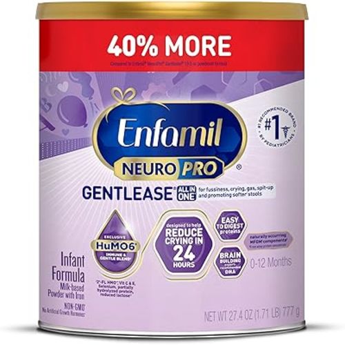 Enfamil NeuroPro Gentlease Baby Formula, Brain Building DHA, HuMO6 Immune Blend, Designed to Reduce Fussiness, Crying, Gas & Spit-up in 24 Hrs, Prebiotics to Promote Softer Stools, Baby Milk, 27.4 Oz