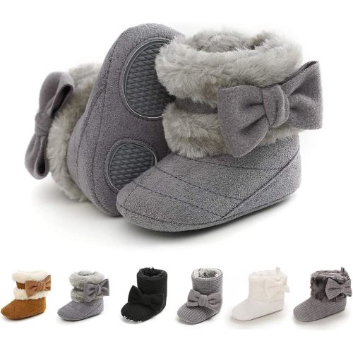 E-FAK Baby Boy Girl Boots Newborn Shoes Winter Snow Bowknot Anti-Slip Soft Sole Warm Infant Toddler Prewalker Booties