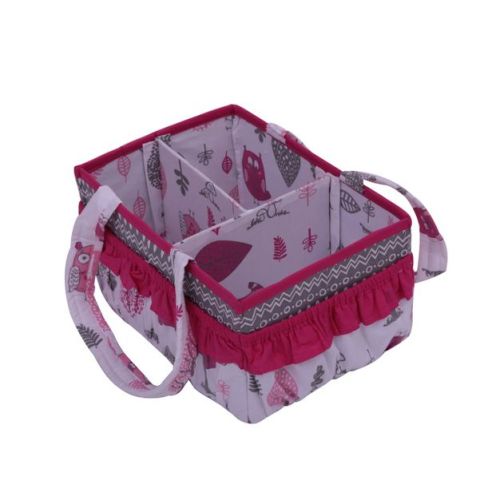 Bacati - Owls Pink/gray Girls Cotton Nursery Storage Caddy