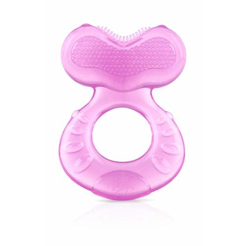 Nuby Silicone Teethe-eez Teether with Bristles, Includes Hygienic Case, Pink - 1 Count - Pink