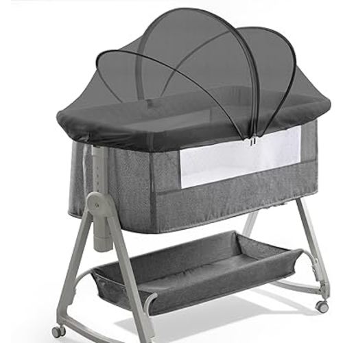 Bassinet Cover for Cats - Bassinet Net Cover for Baby Prevents Entry of Insects/Pets, Breathable Crib Net with Two-Way Zippers, Mosquito Net for Bedside Sleeper/Travel Crib (Black-Small)