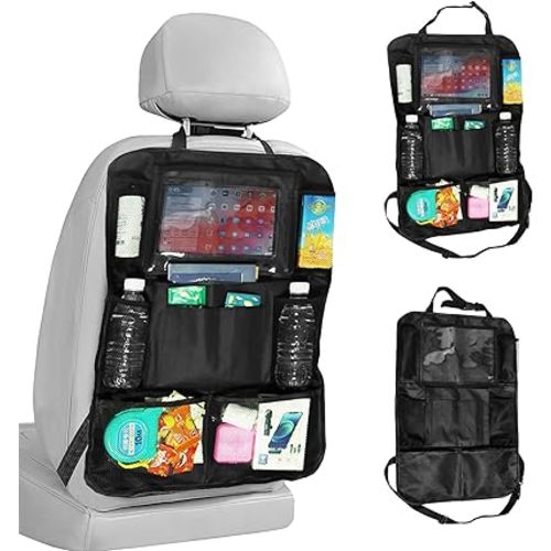 Backseat Car Organizer and Storage, Mats Back Seat Car Organizers Bag with Touch Screen Tablet Holder 10 Storage Pockets for Kids Toddlers Car Seats, Travel Accessories,Road Trip Essentials