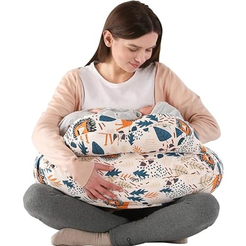 BATTOP Nursing Pillow for Breastfeeding with Removable Cover,Feeding Pillow for More Support for Mom and Baby,Adjustable Waist Strap Breastfeeding Pillow,Plus Size Baby Pillow