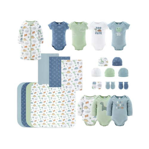 The Peanutshell Newborn Baby Layette Gift Set for Baby Boys or Baby Girls, Shower Gift Essentials, Dino