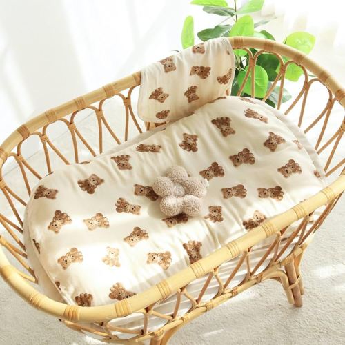 LifeTree Muslin Baby Lounger Cover, Newborn Slipcover Lounger Cover for Boys Girls Infant, Soft 70% Viscose from Bamboo and 30% Cotton, Cover Only, Bear Pattern