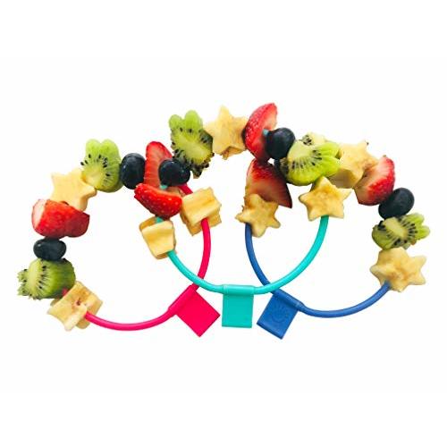 Skercle: the Skewer that's a Circle! Safe, enclosed circular skewers. Tapered Handle. Great for kids snacks, lunchboxes, finger food and party platters. Set of 3 with slim lightweight handle.