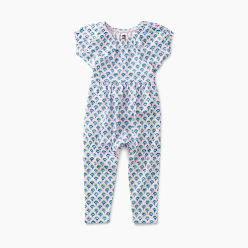Tea Collection Envelope Back Baby Romper - Painted Waves, 0-3 M