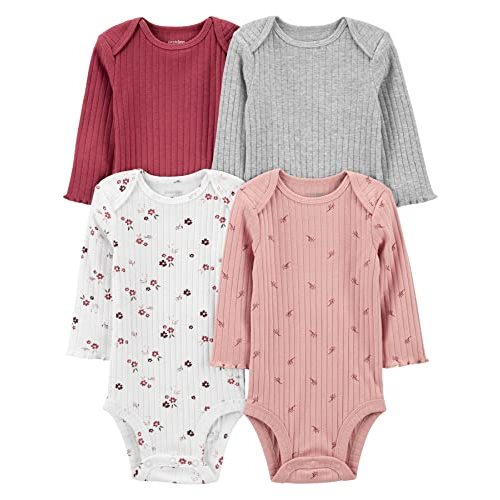 Simple Joys by Carter's baby-girls 4-pack Long-sleeve Textured Bodysuits