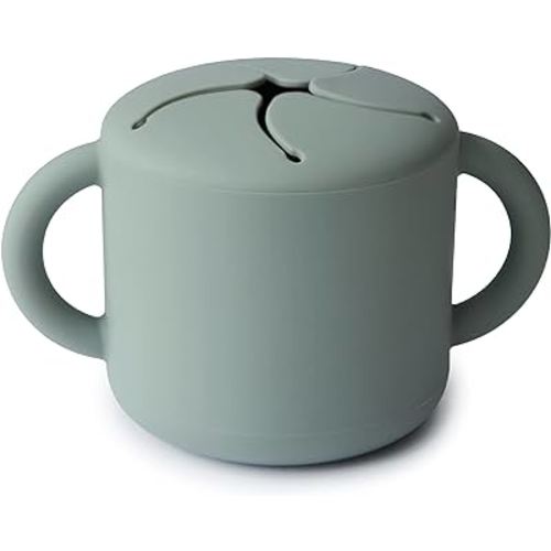 mushie Silicone Snack Cup | Spill Proof Food Container for Toddler and Baby (Cambridge Blue)