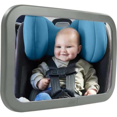 GORILLA GRIP Baby Car Mirror, Rear Facing Travel Gear, Back Seat 360° Rotation Mirrors, Great Visibility, Child and Infant Backseat Safety, Secure Straps, Easy Install Accessories for Babies, Gray