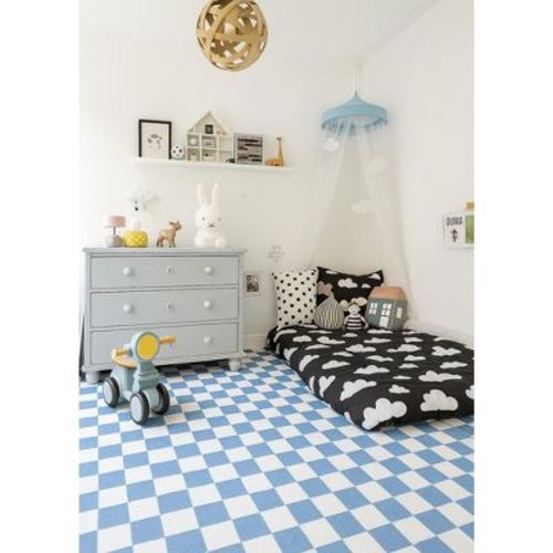 Rug Branch Kids Metro Checkered Harbor Blue Indoor Soft Area Rug - 5' x 8'