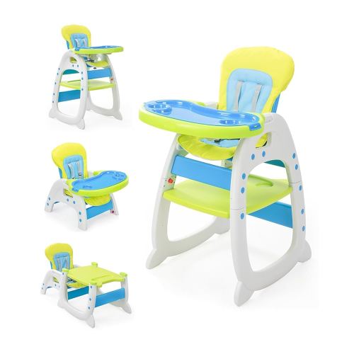 SANDINRAYLI High Chair, Baby Highchairs for Babies and Toddlers, Convertible 3 in 1 Baby Chair for Eating, Adjustable Toddler Feeding Chair, Easy to Clean Eating Chair for Girls & Boys, Green
