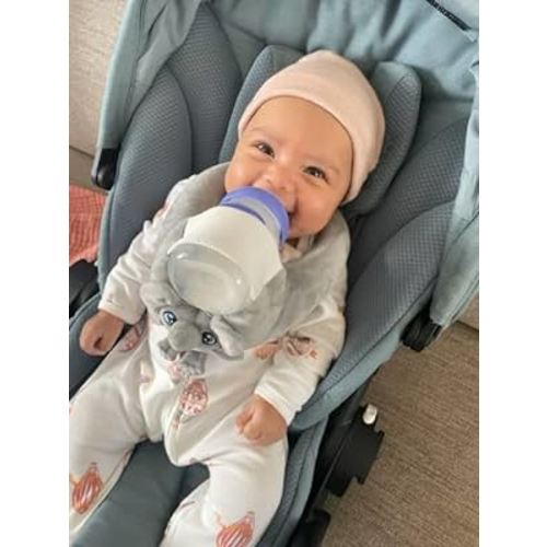 Our Fuzzy Feeder Bottle Holder for Self Feeding - Velcro Closure System for Secure and Adjustable Fit - Adorable Baby Friend for Feeding and Playtime (Elephant), Brown