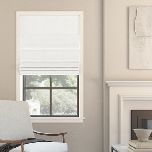 Sun Zero 100% Blackout Somerton Textured Cordless Roman Window Shade, Color: White, Size: 31"x64"