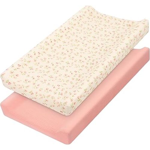 Muslin Changing Pad Cover,2 Pack 100% Cotton Diaper Changing Pad Cover for Baby Girls Boys