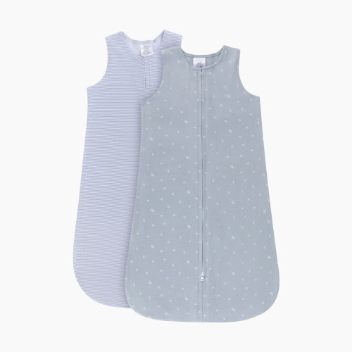 Elys & Co Wearable Blankets: (2 Pack) - Blue Leaf And Solid, 6-12M