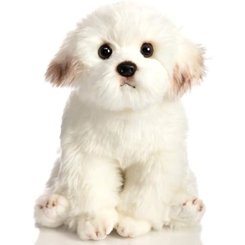 HollyHOME Bichon Frise Plush Puppy Stuffed Animal Maltese Realistic Dog Plush Toy Pet Gift for Kids 13 Inch