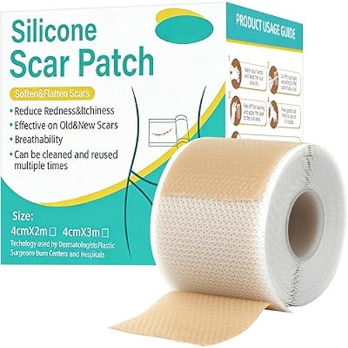 Silicone Scar Sheets(1.6” x 120” Roll-3M), Reusable Silicone Scar Tape for Surgical Scars, C-Section Scars, Stretch Marks, Hypertrophic Scars, Burn Scars, Tummy Tuck and Keloid Scars