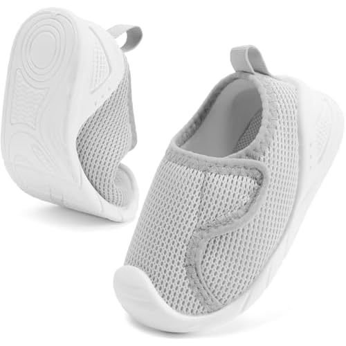 STQ KIDS Baby Boys Girls First Walking Shoes Wide Toe Box Infant Sneakers Lightweight Breathable Slip On Barefoot Shoes