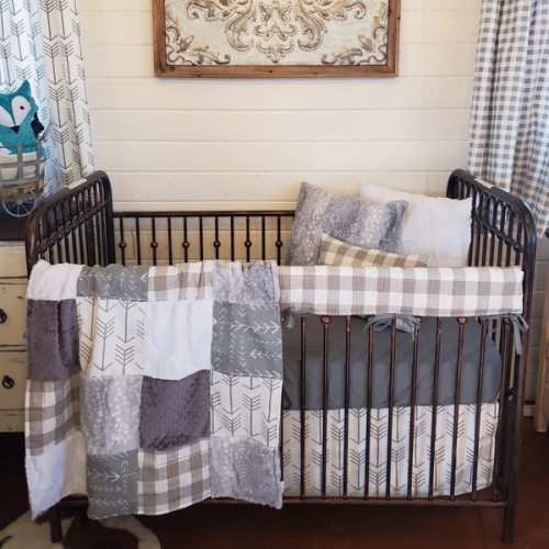 Farmhouse Check and Arrow Woodland Crib Bedding 4pc