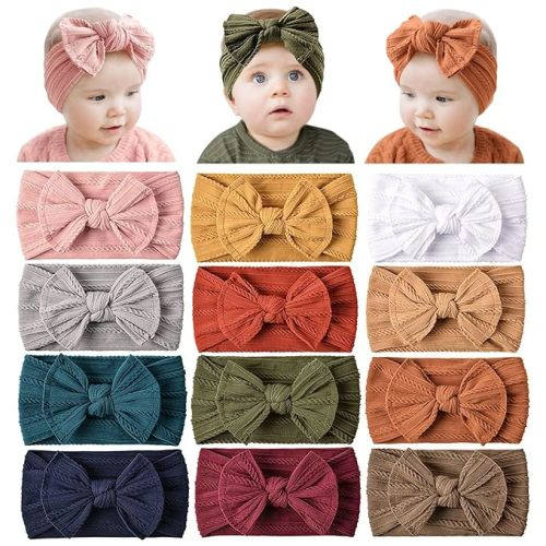 12 Pack Baby Headbands Handmade Hair Accessories (Terracotta)