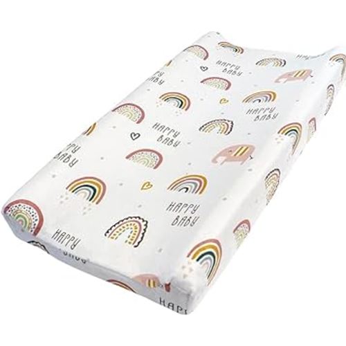 Owlowla Changing Pad Cover, Soft Minky Changing Table Sheets for Baby Boy and Girl(Rainbow)
