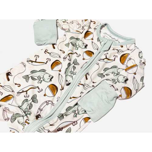Gone Fishing Bamboo Pajamas Animal Bamboo Baby Sleepers Bamboo Fishing Zippy