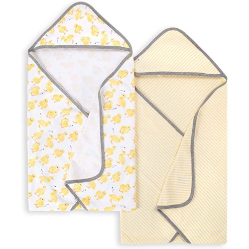 Burt's Bees Baby - Hooded Towels, Absorbent Knit Terry, Super Soft Single Ply, 100% Organic Cotton (Little Ducks, 2-Pack),2 Count(Pack of 1)