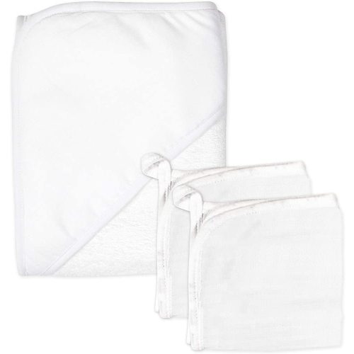 HonestBaby Unisex Baby Organic Cotton Hooded Towel & Washcloth Set Bandana