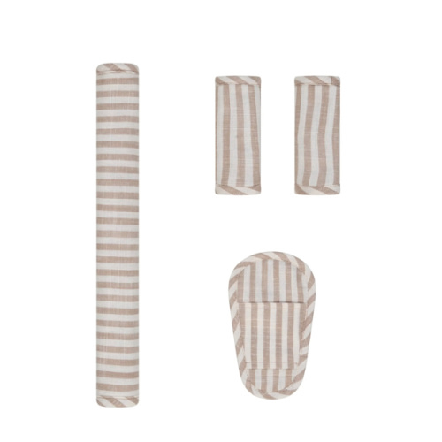 Natural Stripe Linen Pram Harness Cover Set