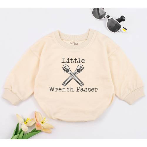 Little Wrench Passer Baby Romper - Mechanic Baby Boy Outfit, Daddy’s Little Helper Bodysuit, Newborn Car Lover Gift, Baby Shower Present