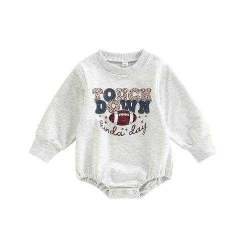 Kuriozud Newborn Baby Boy Girl Bubble Romper Funny Letter Long Sleeve Oversized Sweater Tops Fall Winter Clothes