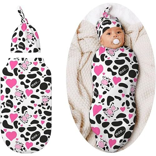Cute Cow Swaddle Blankets Newborn Receiving Blanket Baby Swaddle Wrap Soft Sleeping Sack for Baby Girls Boys