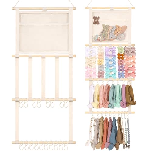 POVETIRE Headband Holder Hair Bows Organizer for Girls, Hair Accessories Display Storage Wall Hanging Decor for Baby Nursery Toddler Girls Room Base