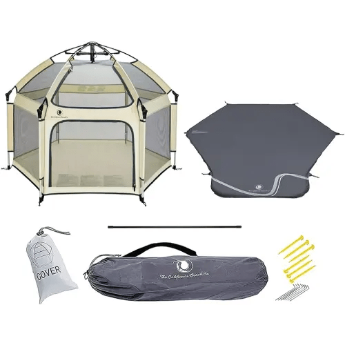 POP 'N GO Premium Outdoor Baby Playpen with Self-Inflating Playmat (Warm Ivory)