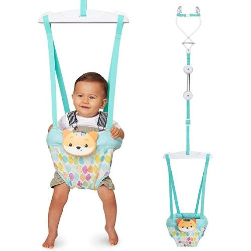 Infantino 2-in-1 Music & Lights Doorway Jumper - Engaging Activity Jumper with Motion-Activated Sounds for Babies, Fox