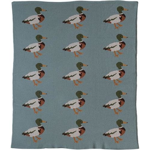 Creative Co-Op Cotton Knit Duck Print, Multicolor Baby Blanket, Multi