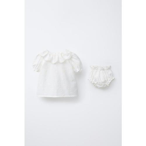 BLOUSE AND PANTIES WITH EMBROIDERED BOWS - Light ecru | ZARA United States