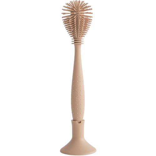 mushie Baby Bottle Brush | Soft Silicone with Suction Base (Natural)