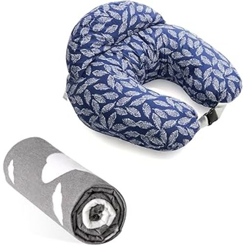Momcozy Nursing Pillow Navy Blue and Replacement Pillowcase, Original Plus Size Breastfeeding Pillows for More Support for Mom and Baby, with Adjustable Waist Strap